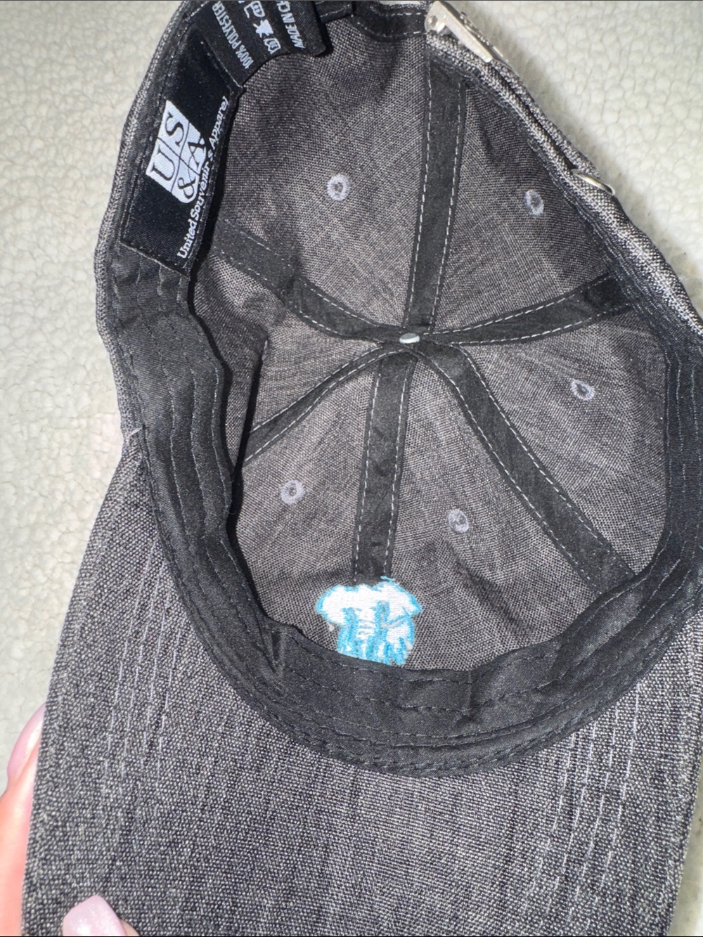 Kalahari- NWOT Charcoal Baseball Cap with Teal Elephant Embroidery - Picture 6 of 12